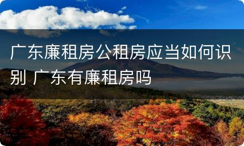 广东廉租房公租房应当如何识别 广东有廉租房吗