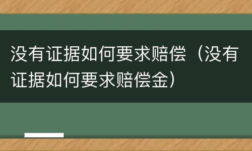 没有证据如何要求赔偿（没有证据如何要求赔偿金）