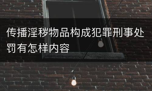 传播淫秽物品构成犯罪刑事处罚有怎样内容