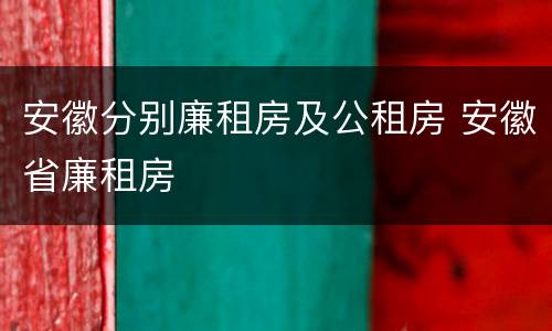 安徽分别廉租房及公租房 安徽省廉租房