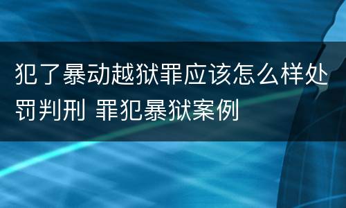 犯了暴动越狱罪应该怎么样处罚判刑 罪犯暴狱案例