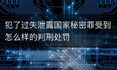犯了过失泄露国家秘密罪受到怎么样的判刑处罚