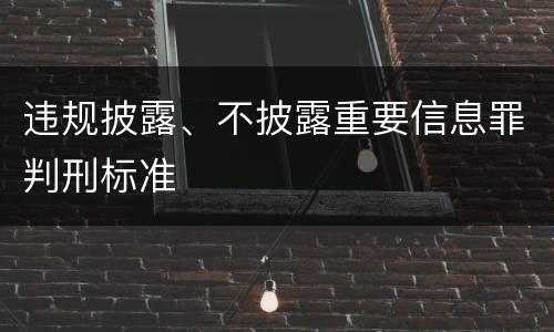 违规披露、不披露重要信息罪判刑标准