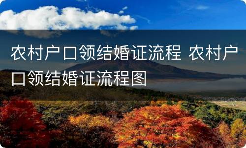 农村户口领结婚证流程 农村户口领结婚证流程图