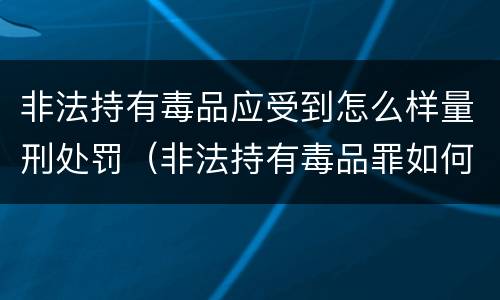 非法持有毒品应受到怎么样量刑处罚（非法持有毒品罪如何量刑）