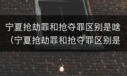 宁夏抢劫罪和抢夺罪区别是啥（宁夏抢劫罪和抢夺罪区别是啥呀）