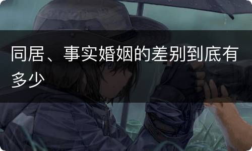 同居、事实婚姻的差别到底有多少