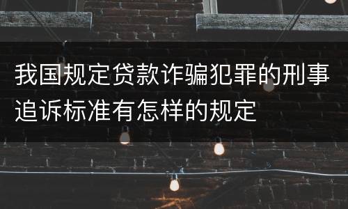 我国规定贷款诈骗犯罪的刑事追诉标准有怎样的规定