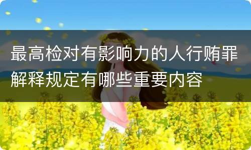 最高检对有影响力的人行贿罪解释规定有哪些重要内容