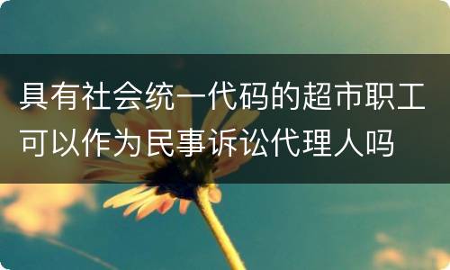 具有社会统一代码的超市职工可以作为民事诉讼代理人吗