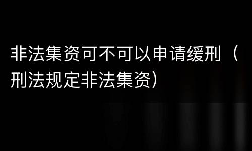 非法集资可不可以申请缓刑（刑法规定非法集资）