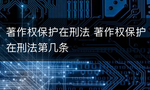 著作权保护在刑法 著作权保护在刑法第几条