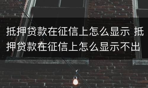 抵押贷款在征信上怎么显示 抵押贷款在征信上怎么显示不出来