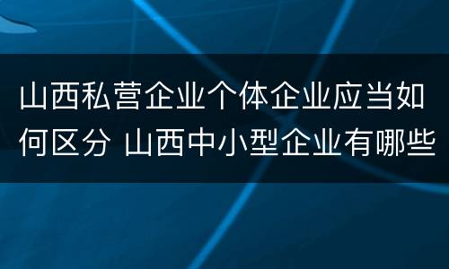 山西私营企业个体企业应当如何区分 山西中小型企业有哪些