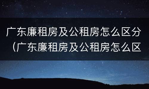 广东廉租房及公租房怎么区分（广东廉租房及公租房怎么区分的）