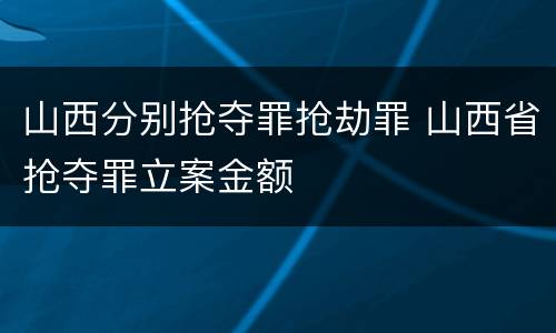 山西分别抢夺罪抢劫罪 山西省抢夺罪立案金额