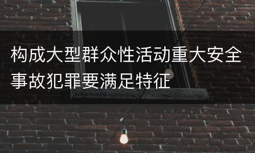 构成大型群众性活动重大安全事故犯罪要满足特征