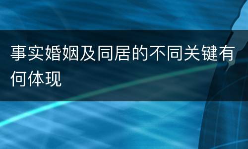 事实婚姻及同居的不同关键有何体现