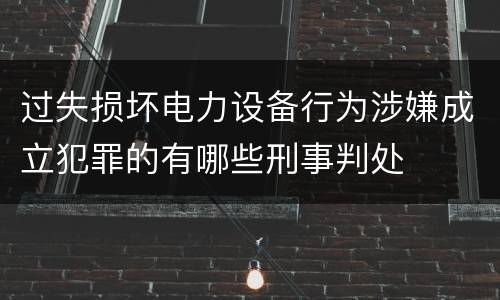 过失损坏电力设备行为涉嫌成立犯罪的有哪些刑事判处