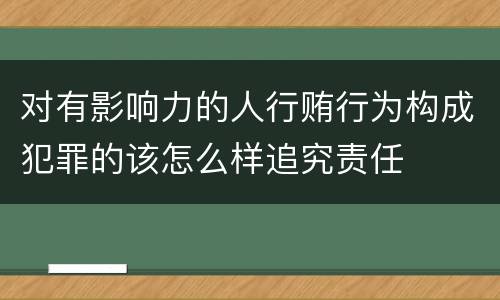 对有影响力的人行贿行为构成犯罪的该怎么样追究责任
