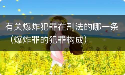 有关爆炸犯罪在刑法的哪一条（爆炸罪的犯罪构成）