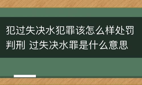 犯过失决水犯罪该怎么样处罚判刑 过失决水罪是什么意思