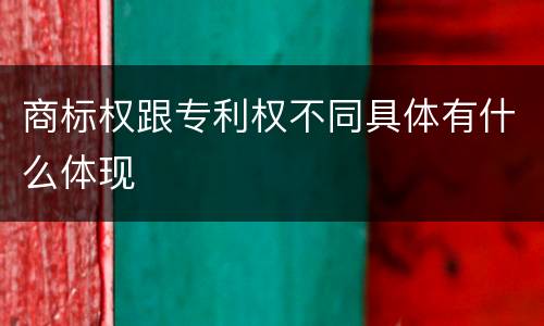 商标权跟专利权不同具体有什么体现