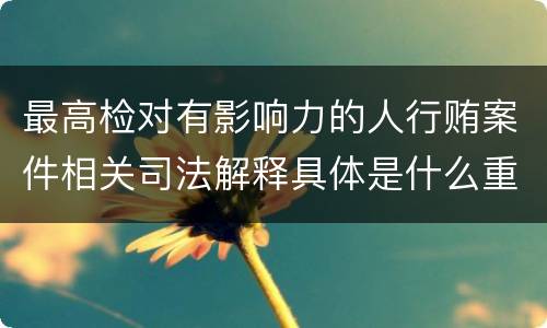 最高检对有影响力的人行贿案件相关司法解释具体是什么重要内容