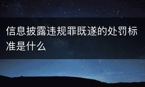 信息披露违规罪既遂的处罚标准是什么