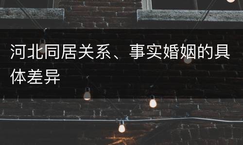 河北同居关系、事实婚姻的具体差异