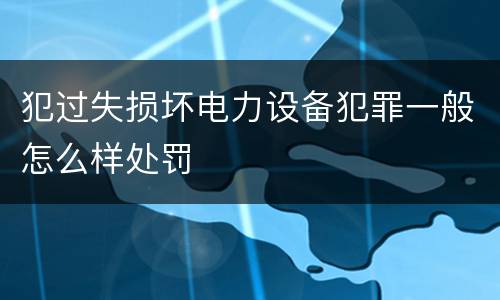 犯过失损坏电力设备犯罪一般怎么样处罚