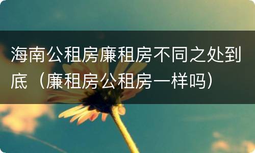 海南公租房廉租房不同之处到底(廉租房公租房一样吗)