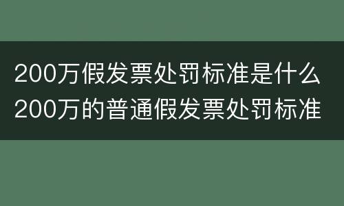 200万假发票处罚标准是什么 200万的普通假发票处罚标准