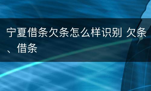 宁夏借条欠条怎么样识别 欠条、借条