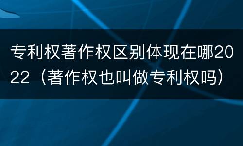 专利权著作权区别体现在哪2022（著作权也叫做专利权吗）