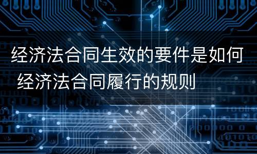 经济法合同生效的要件是如何 经济法合同履行的规则
