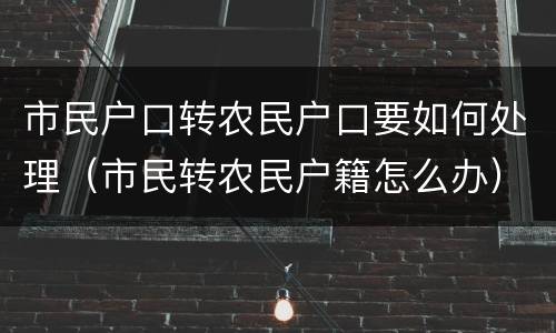 市民户口转农民户口要如何处理（市民转农民户籍怎么办）
