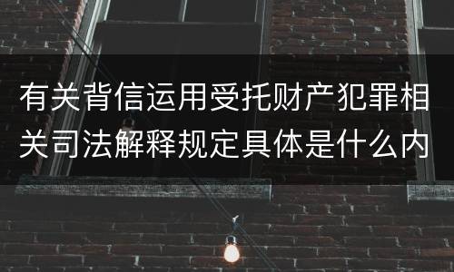 有关背信运用受托财产犯罪相关司法解释规定具体是什么内容