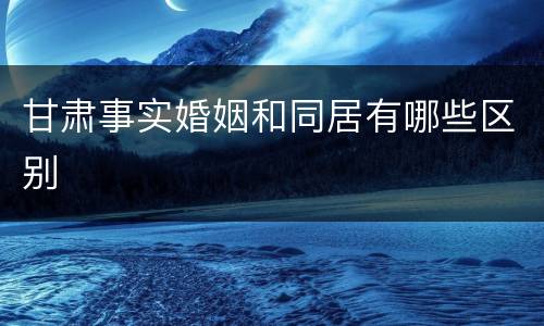 甘肃事实婚姻和同居有哪些区别