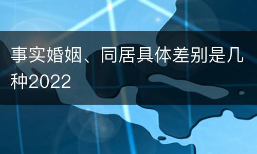 事实婚姻、同居具体差别是几种2022
