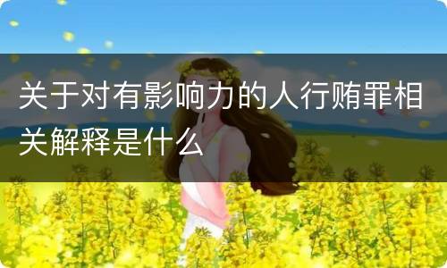 关于对有影响力的人行贿罪相关解释是什么