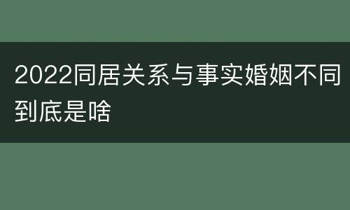 2022同居关系与事实婚姻不同到底是啥