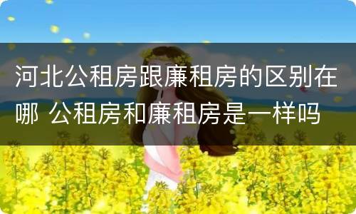 河北公租房跟廉租房的区别在哪 公租房和廉租房是一样吗