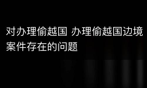 对办理偷越国 办理偷越国边境案件存在的问题
