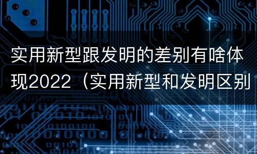 实用新型跟发明的差别有啥体现2022（实用新型和发明区别）