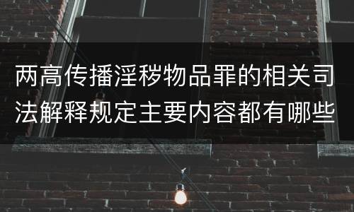 两高传播淫秽物品罪的相关司法解释规定主要内容都有哪些