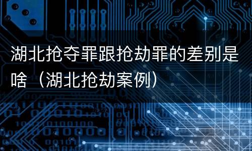 湖北抢夺罪跟抢劫罪的差别是啥（湖北抢劫案例）