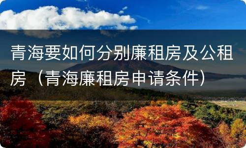青海要如何分别廉租房及公租房（青海廉租房申请条件）