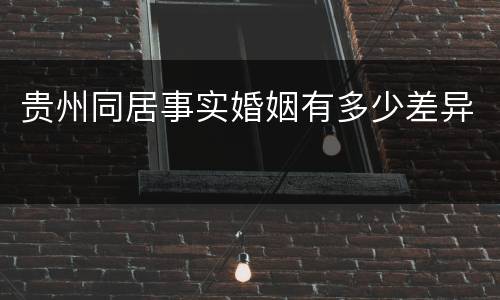 贵州同居事实婚姻有多少差异