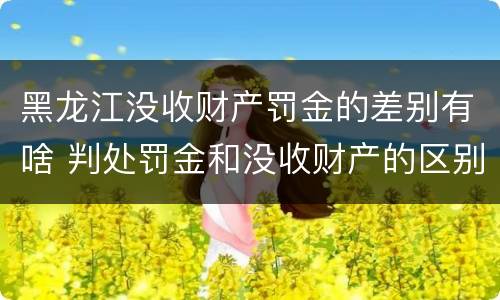 黑龙江没收财产罚金的差别有啥 判处罚金和没收财产的区别